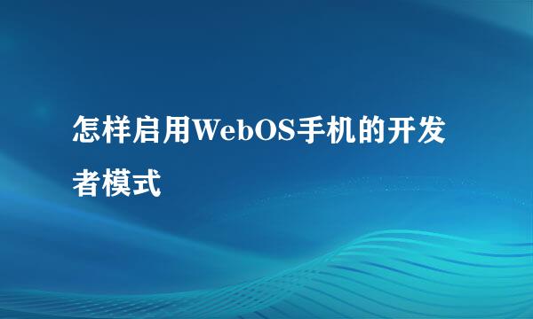 怎样启用WebOS手机的开发者模式