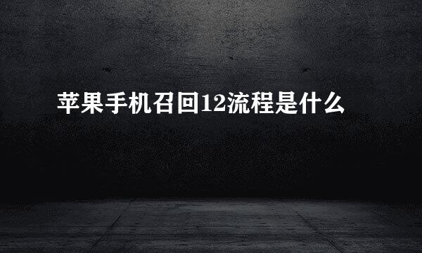 苹果手机召回12流程是什么