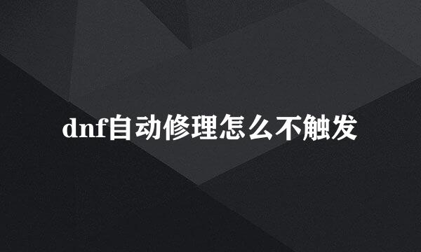 dnf自动修理怎么不触发
