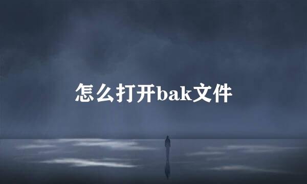 怎么打开bak文件