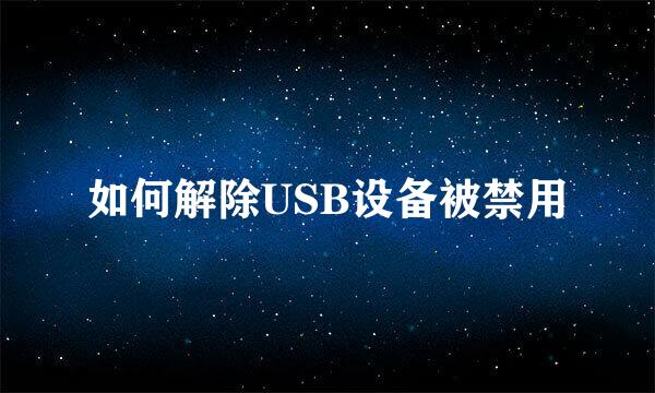 如何解除USB设备被禁用