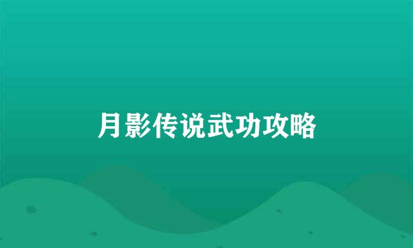月影传说武功攻略