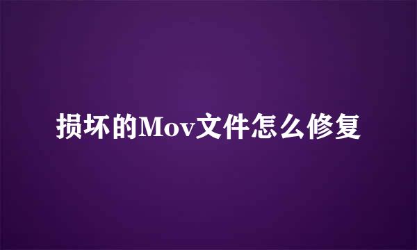 损坏的Mov文件怎么修复