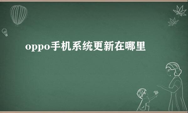 oppo手机系统更新在哪里