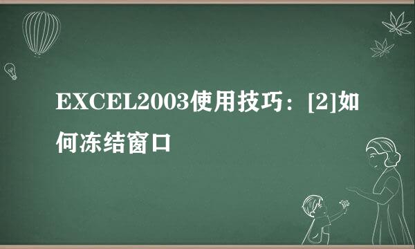 EXCEL2003使用技巧：[2]如何冻结窗口
