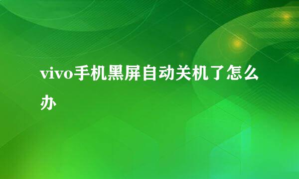 vivo手机黑屏自动关机了怎么办