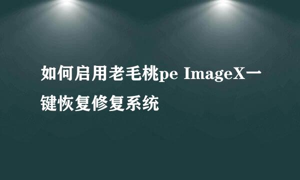 如何启用老毛桃pe ImageX一键恢复修复系统