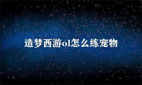 造梦西游ol怎么练宠物