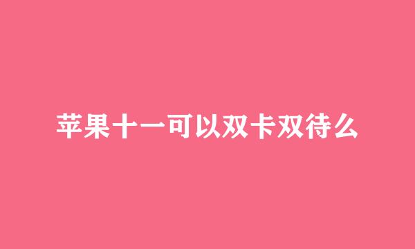 苹果十一可以双卡双待么