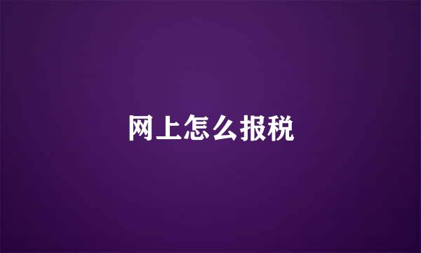 网上怎么报税