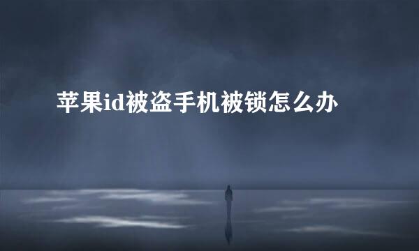 苹果id被盗手机被锁怎么办