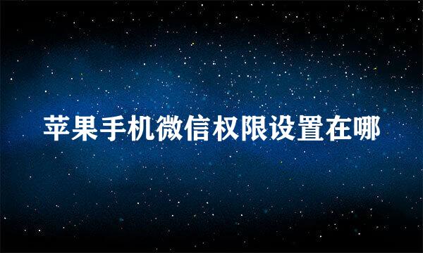 苹果手机微信权限设置在哪