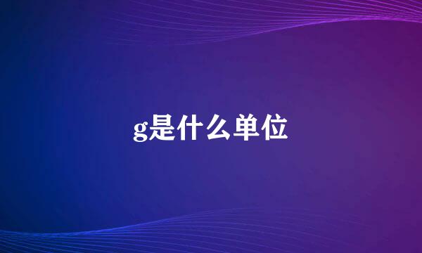 g是什么单位