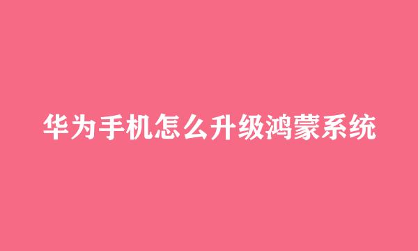 华为手机怎么升级鸿蒙系统