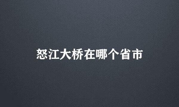怒江大桥在哪个省市