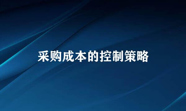 采购成本的控制策略
