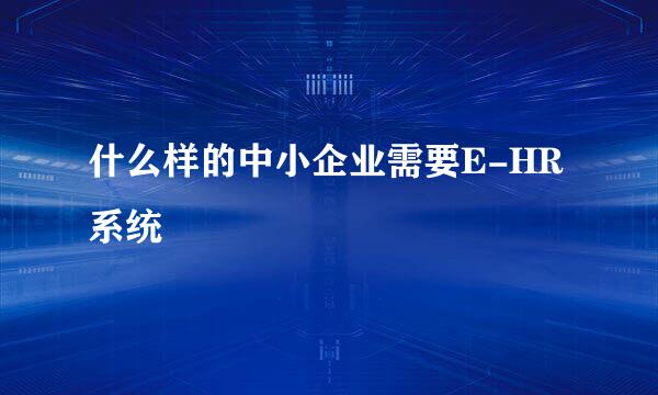 什么样的中小企业需要E-HR系统