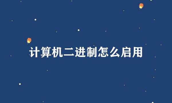 计算机二进制怎么启用