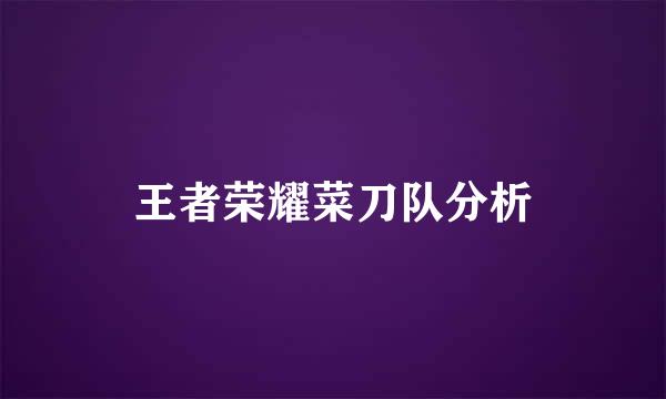 王者荣耀菜刀队分析