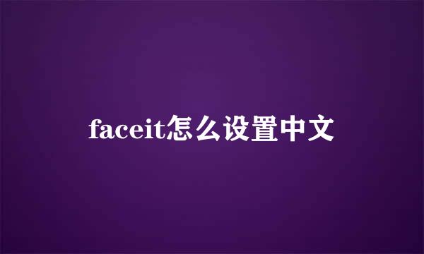 faceit怎么设置中文