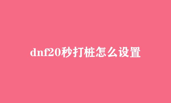 dnf20秒打桩怎么设置
