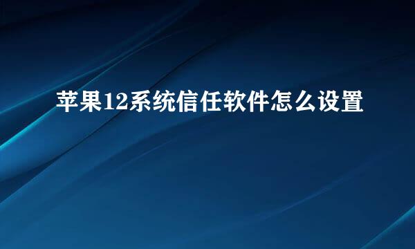 苹果12系统信任软件怎么设置