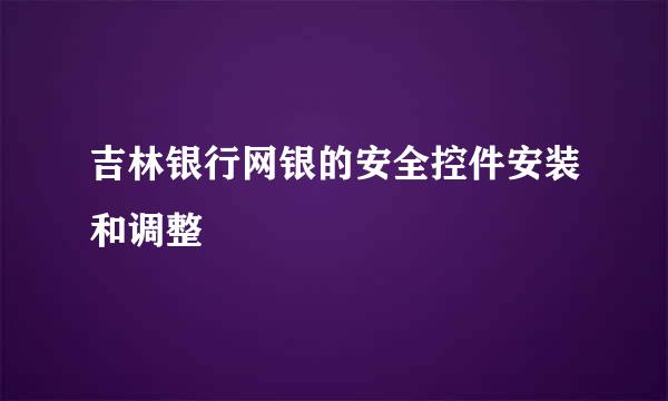吉林银行网银的安全控件安装和调整