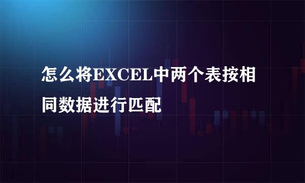怎么将EXCEL中两个表按相同数据进行匹配