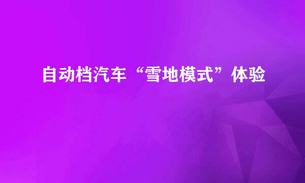 自动档汽车“雪地模式”体验