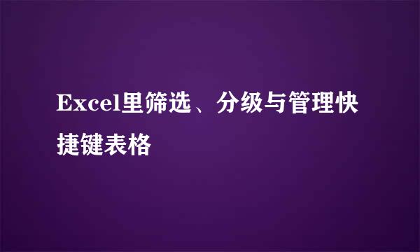 Excel里筛选、分级与管理快捷键表格