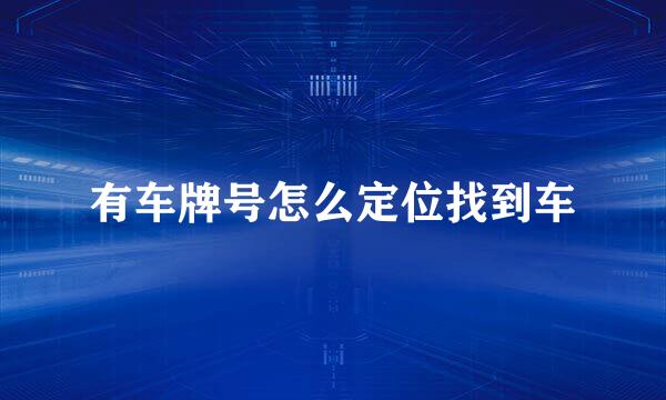 有车牌号怎么定位找到车