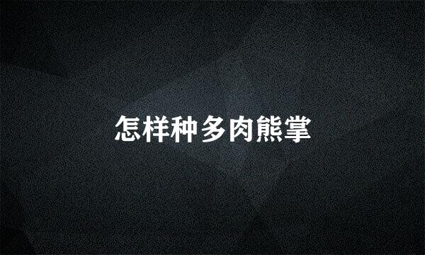 怎样种多肉熊掌