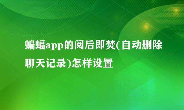蝙蝠app的阅后即焚(自动删除聊天记录)怎样设置