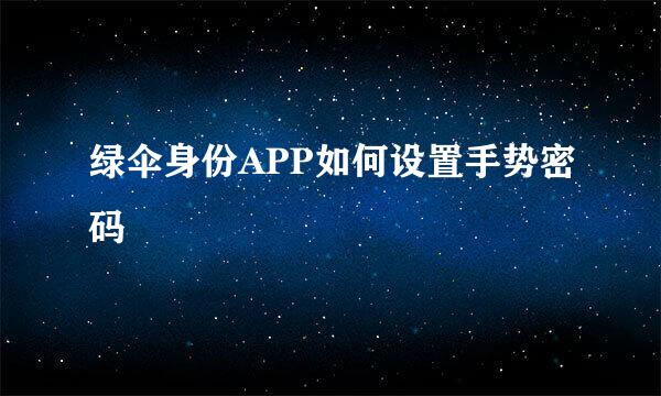 绿伞身份APP如何设置手势密码