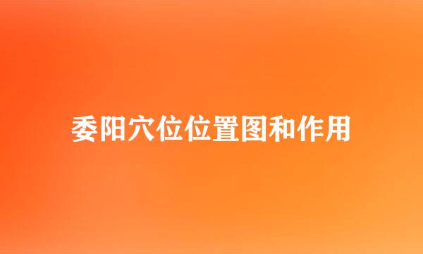委阳穴位位置图和作用