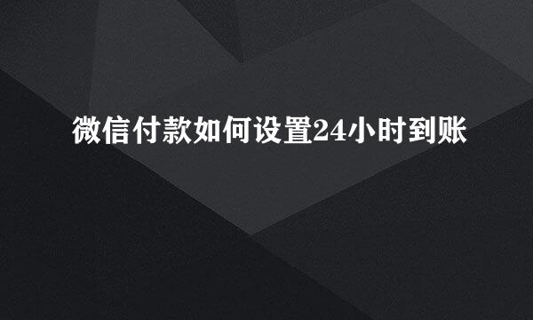微信付款如何设置24小时到账