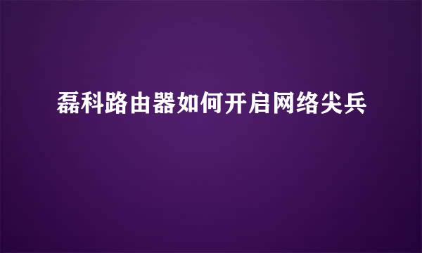 磊科路由器如何开启网络尖兵
