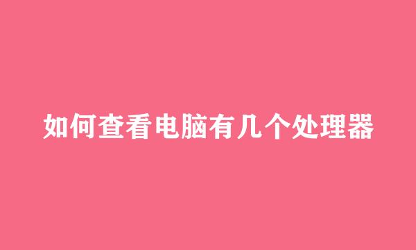 如何查看电脑有几个处理器