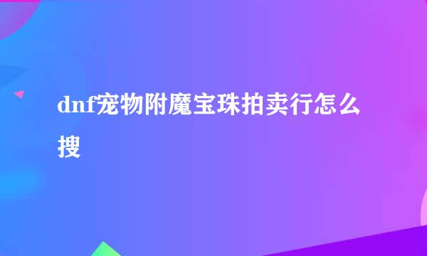 dnf宠物附魔宝珠拍卖行怎么搜