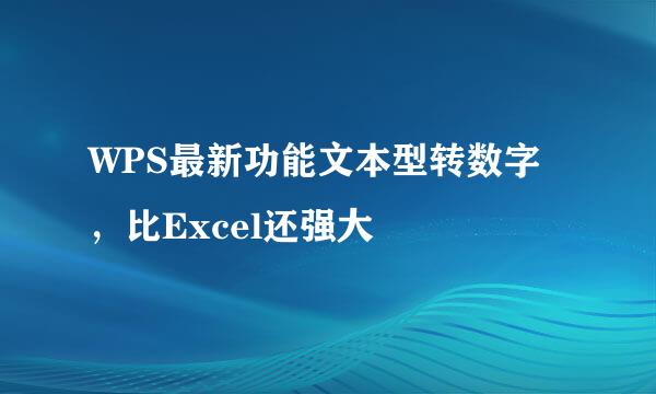 WPS最新功能文本型转数字，比Excel还强大