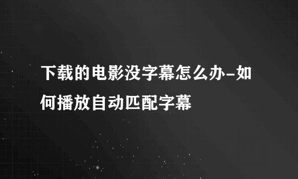 下载的电影没字幕怎么办-如何播放自动匹配字幕