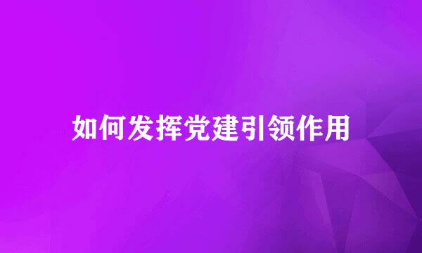 如何发挥党建引领作用