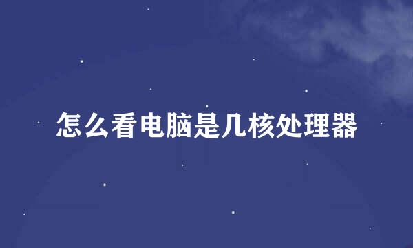 怎么看电脑是几核处理器