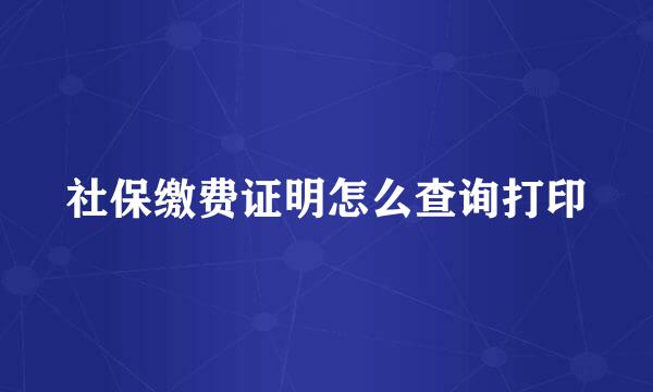 社保缴费证明怎么查询打印