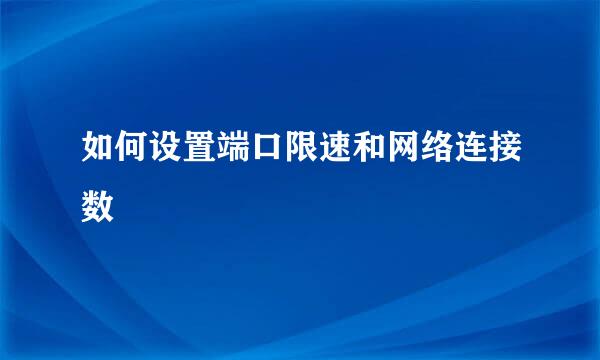 如何设置端口限速和网络连接数