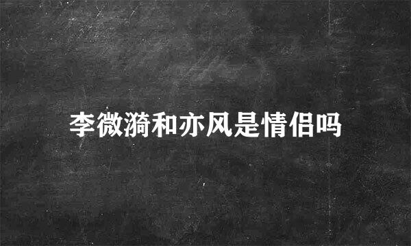 李微漪和亦风是情侣吗