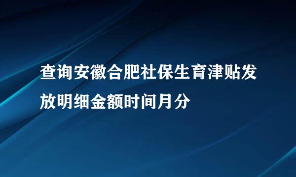 查询安徽合肥社保生育津贴发放明细金额时间月分