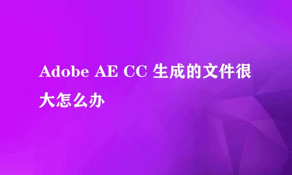 Adobe AE CC 生成的文件很大怎么办