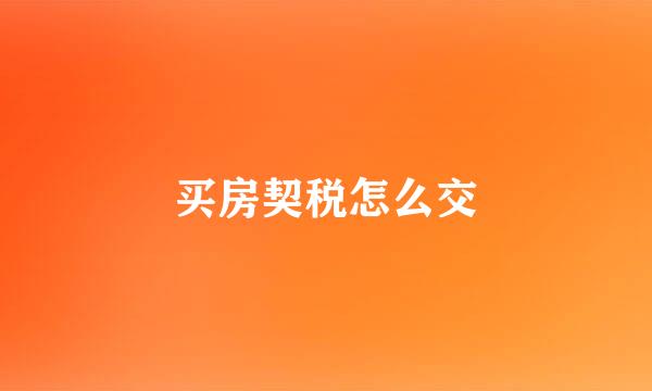 买房契税怎么交