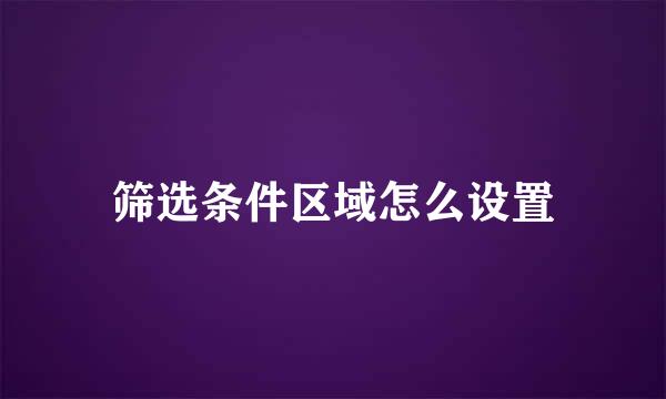 筛选条件区域怎么设置